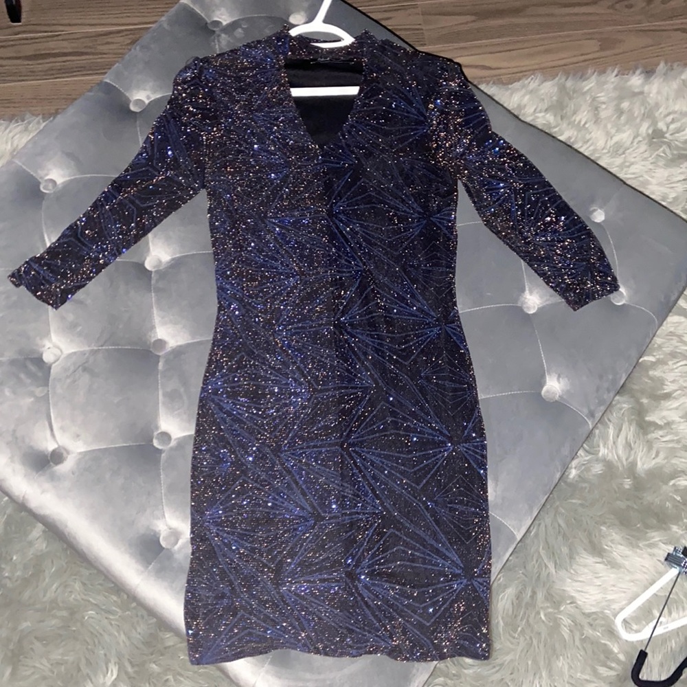 Blue and gold glitter dress